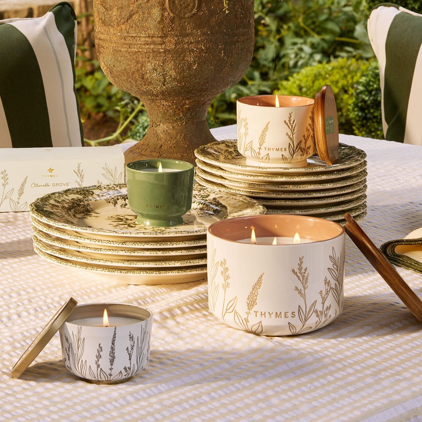 Outdoor Oasis Citronella Grove Poured Candle Tin with Gold Lid